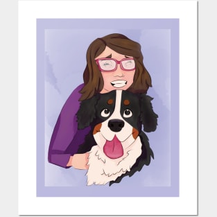 Bernese Mountain Dog with Brunette Mom Posters and Art